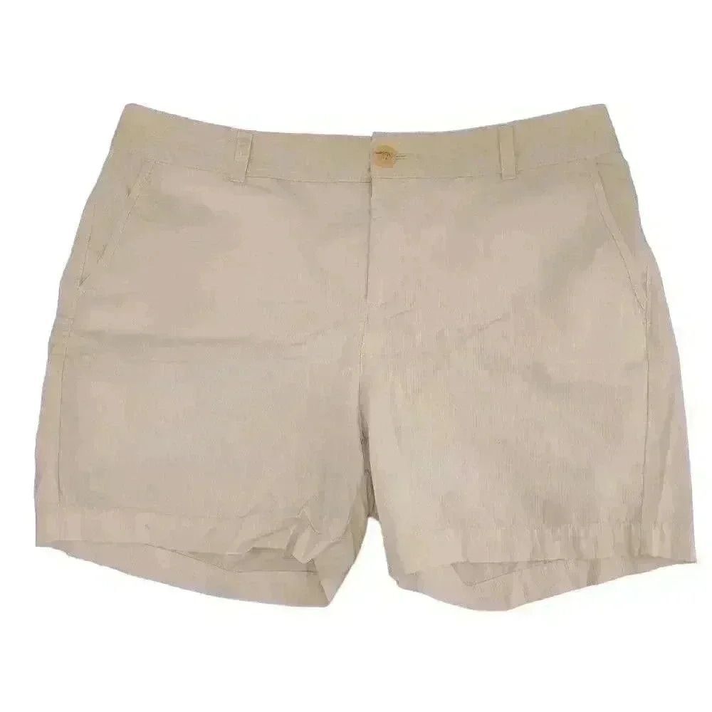 Dockers Women's Ivory 100% Cotton Chino Flat Front Shorts w Pockets